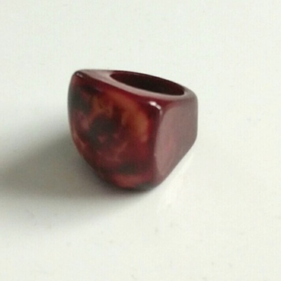 Jewelry - Red & White Marble Design Square-Shaped Ring